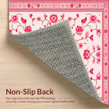 Ultra Soft Area Rug, Non Slip, Stain Resistant, Washable Area Rugs for Living Room, Bedroom, Delicate Nature-Inspired Decor(Pink)