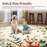 Ultra Soft Area Rug, Non Slip, Stain Resistant, Washable Area Rugs for Living Room, Bedroom, Radiant Soft Green Blossom Theme(Beige)