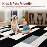 Ultra Soft Area Rug, Non Slip, Stain Resistant, Washable Area Rugs for Living Room, Bedroom, Farmhouse Chic Monochrome Striped Rug with Classic Linear Pattern(Gray)