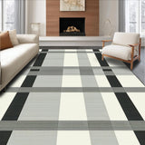 Ultra Soft Area Rug, Non Slip, Stain Resistant, Washable Area Rugs for Living Room, Bedroom, Minimalist Nordic Rug with Alternating Ebony and Ivory Stripe Design(Black)