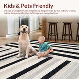 Ultra Soft Area Rug, Non Slip, Stain Resistant, Washable Area Rugs for Living Room, Bedroom, Bold Stripe Symphony Monochrome Rug with Dynamic Geometric Design(Black)