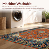 Ultra Soft Area Rug, Non Slip, Stain Resistant, Washable Area Rugs for Living Room, Bedroom, Vibrant High-Low Textured Motif(Orange)