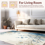 Ultra Soft Area Rug, Non Slip, Stain Resistant, Washable Area Rugs for Living Room, Bedroom, Dreamy Garden Bath with Artistic Watercolor Flower Impressions(Blue)