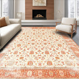 Classic Vintage Area Cream and Terracotta Floral(Beige)