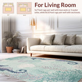 Ultra Soft Area Rug, Non Slip, Stain Resistant, Washable Area Rugs for Living Room, Bedroom, Marine Life Inspired Plush Bedside Rug with Stylized Seahorse and Shell Motifs(Blue)