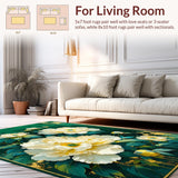 Ultra Soft Area Rug, Non Slip, Stain Resistant, Washable Area Rugs for Living Room, Bedroom, Whimsical Greenery Decorative Appeal(Green)