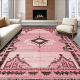 Ultra Soft Area Rug, Non Slip, Stain Resistant, Washable Area Rugs for Living Room, Bedroom, Vibrant Playful Cowboy Art Design(Pink)