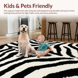 Ultra Soft Area Rug, Non Slip, Stain Resistant, Washable Area Rugs for Living Room, Bedroom, Black White Zebra Print Farmhouse Laundry Rug(Black)