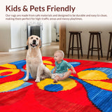 Ultra Soft Area Rug, Non Slip, Stain Resistant, Washable Area Rugs for Living Room, Bedroom, Contemporary Vibrant Twirl Motif(Red)