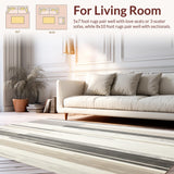 Beige and Slate Abstract Linear Runner With Subtle Distressed Stripes(Beige)