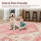 Ultra Soft Area Rug, Non Slip, Stain Resistant, Washable Area Rugs for Living Room, Bedroom, Contemporary Abstract Floral Arrangement(Pink)
