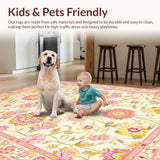 Ultra Soft Area Rug, Non Slip, Stain Resistant, Washable Area Rugs for Living Room, Bedroom, Rustic Warm Floral Aesthetic(Ivory)
