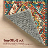 Ultra Soft Area Rug, Non Slip, Stain Resistant, Washable Area Rugs for Living Room, Bedroom, Artisan Tribal Print with Rich Hues(Orange)