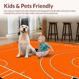 Ultra Soft Area Rug, Non Slip, Stain Resistant, Washable Area Rugs for Living Room, Bedroom, Energetic Orange and Black Design(Orange)