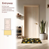 Ultra Soft Area Rug, Non Slip, Stain Resistant, Washable Area Rugs for Living Room, Bedroom, Vivid Whimsical Garden Scene(Black)