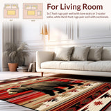 Ultra Soft Area Rug, Non Slip, Stain Resistant, Washable Area Rugs for Living Room, Bedroom, Bold Rustic Mountain Scene(Red)
