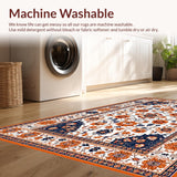 Ultra Soft Area Rug, Non Slip, Stain Resistant, Washable Area Rugs for Living Room, Bedroom, Stylish Modern Floral Arrangement(White)