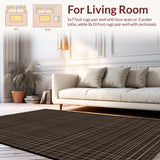 Ultra Soft Area Rug, Non Slip, Stain Resistant, Washable Area Rugs for Living Room, Bedroom, Luxury Soft Plaid Coastal Influence(Brown)