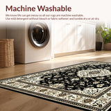 Ultra Soft Area Rug, Non Slip, Stain Resistant, Washable Area Rugs for Living Room, Bedroom, Chic Rustic Tiled Motif Aesthetic(Black)