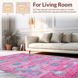 Ultra Soft Area Rug, Non Slip, Stain Resistant, Washable Area Rugs for Living Room, Bedroom, Eclectic Colorful Egg Imagery(Pink)