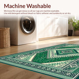 Ultra Soft Area Rug, Non Slip, Stain Resistant, Washable Area Rugs for Living Room, Bedroom, Quaint Rustic Striped Design(Green)