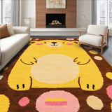 Ultra Soft Area Rug, Non Slip, Stain Resistant, Washable Area Rugs for Living Room, Bedroom, Cozy Teddy Bear Lettering Pattern(Yellow)