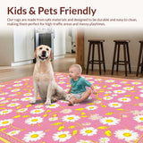 Ultra Soft Area Rug, Non Slip, Stain Resistant, Washable Area Rugs for Living Room, Bedroom, Rustic Earthy Blossom Touch(Pink)