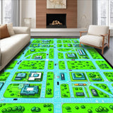Ultra Soft Area Rug, Non Slip, Stain Resistant, Washable Area Rugs for Living Room, Bedroom, Vibrant Urban Playground Design(Green)