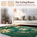 Ultra Soft Area Rug, Non Slip, Stain Resistant, Washable Area Rugs for Living Room, Bedroom, Chic Earthy Palm Tree Motif(Green)
