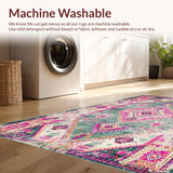Ultra Soft Area Rug, Non Slip, Stain Resistant, Washable Area Rugs for Living Room, Bedroom, Rustic Vintage Floral Ethnic Appeal(Green)