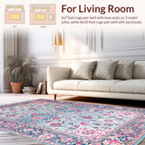 Ultra Soft Area Rug, Non Slip, Stain Resistant, Washable Area Rugs for Living Room, Bedroom, Sophisticated Whimsical Tiled Aesthetic(Blue)