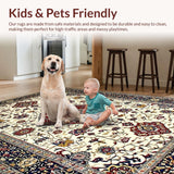Ultra Soft Area Rug, Non Slip, Stain Resistant, Washable Area Rugs for Living Room, Bedroom, Elegant Floral Medallion Design(Ivory)