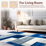 Ultra Soft Area Rug, Non Slip, Stain Resistant, Washable Area Rugs for Living Room, Bedroom, Vibrant Blue and Gray Interplay(Blue)