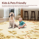 Ultra Soft Area Rug, Non Slip, Stain Resistant, Washable Area Rugs for Living Room, Bedroom, Desert Bloom Beige Palette with a Floral Inspired(Beige)