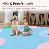 Ultra Soft Area Rug, Non Slip, Stain Resistant, Washable Area Rugs for Living Room, Bedroom, Lively Kid-Centric Artistic Touch(Blue)
