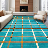 Ultra Soft Area Rug, Non Slip, Stain Resistant, Washable Area Rugs for Living Room, Bedroom, Contemporary Vibrant Checked Aesthetic(Blue)