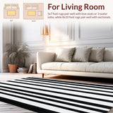 Ultra Soft Area Rug, Non Slip, Stain Resistant, Washable Area Rugs for Living Room, Bedroom, Stylish Stripe Floor Rug(Black)
