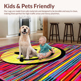 Ultra Soft Area Rug, Non Slip, Stain Resistant, Washable Area Rugs for Living Room, Bedroom, Groovy Contemporary Linear Design(Yellow)