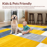 Ultra Soft Area Rug, Non Slip, Stain Resistant, Washable Area Rugs for Living Room, Bedroom, Chic Contemporary Lattice Design(Yellow)