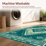 Ultra Soft Area Rug, Non Slip, Stain Resistant, Washable Area Rugs for Living Room, Bedroom, Vintage Style Entryway Washable Soft Area Rug(Green)