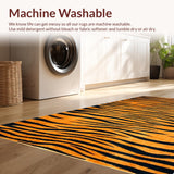 Ultra Soft Area Rug, Non Slip, Stain Resistant, Washable Area Rugs for Living Room, Bedroom, Rustic Dark Brown Tiger Print(Orange)