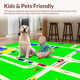 Ultra Soft Area Rug, Non Slip, Stain Resistant, Washable Area Rugs for Living Room, Bedroom, Vibrant Cityscape Educational Playmat(Green)