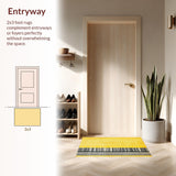 Ultra Soft Area Rug, Non Slip, Stain Resistant, Washable Area Rugs for Living Room, Bedroom, Rustic Minimalist Linear Arrangement(Yellow)