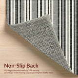 Ultra Soft Area Rug, Non Slip, Stain Resistant, Washable Area Rugs for Living Room, Bedroom, Contemporary Linear Rug With Parallel Bands Woven Entryway Decor(Black)