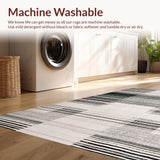 Ultra Soft Area Rug, Non Slip, Stain Resistant, Washable Area Rugs for Living Room, Bedroom, Black and White Linear Patterned Rug, Non Slip Absorbent Design(Black)