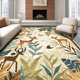 Ultra Soft Area Rug, Non Slip, Stain Resistant, Washable Area Rugs for Living Room, Bedroom, Whimsical Jungle Animal Print Perfect for Kids Rooms(Beige)