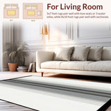 Ultra Soft Area Rug, Non Slip, Stain Resistant, Washable Area Rugs for Living Room, Bedroom, Elegant Striped Floor Mat for Modern Porches and Patios(Black)