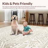 Ultra Soft Area Rug, Non Slip, Stain Resistant, Washable Area Rugs for Living Room, Bedroom, Artisan Crafted Striped Design(Beige)