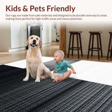 Ultra Soft Area Rug, Non Slip, Stain Resistant, Washable Area Rugs for Living Room, Bedroom, Sophisticated Circular Artistry(Black)