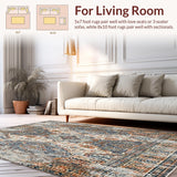 Ultra Soft Area Rug, Non Slip, Stain Resistant, Washable Area Rugs for Living Room, Bedroom, Distressed Print Entry for Inside Non Slip(Gray)
